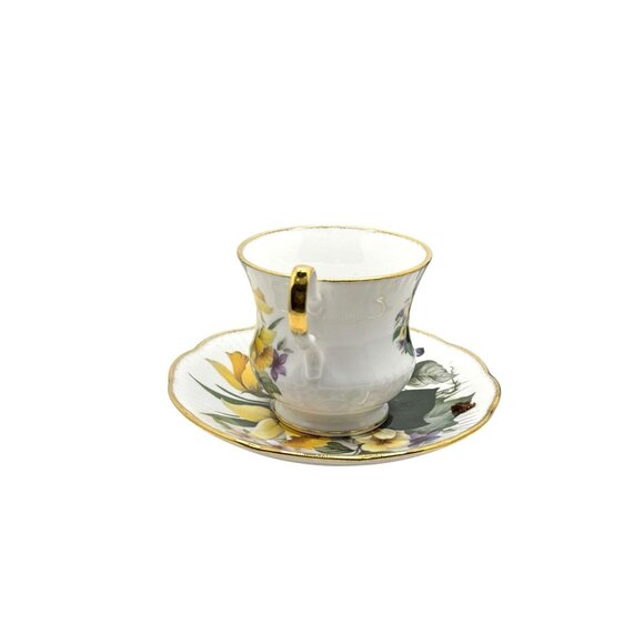 Queens Fine Bone China Floral Tea Cup & Saucer Set With Gold Trim - Picture 11 of 11